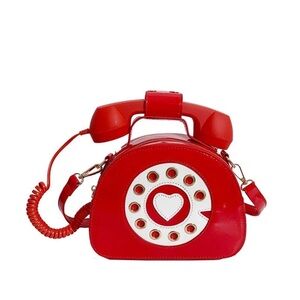 Vintage-Inspired Red Telephone Crossbody Bag